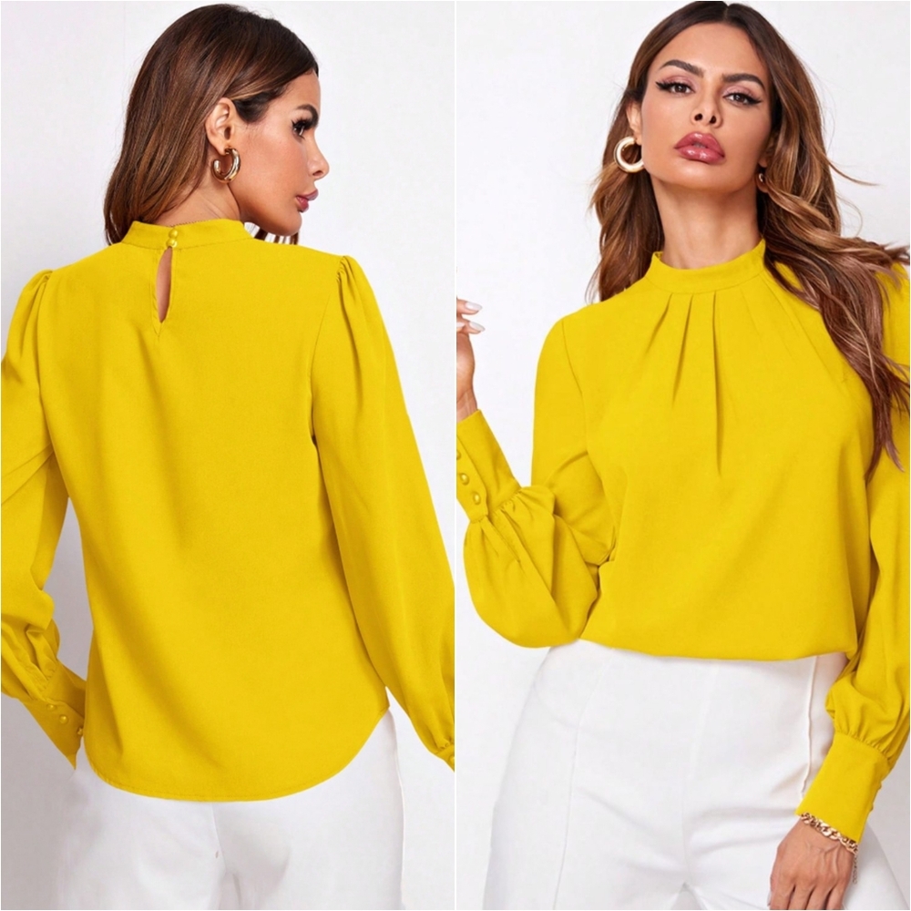 Ruched Reflections Blouse - Yellow - Picture 1 of 6